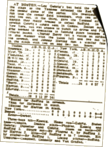 Lou Gehrigs Box Scores